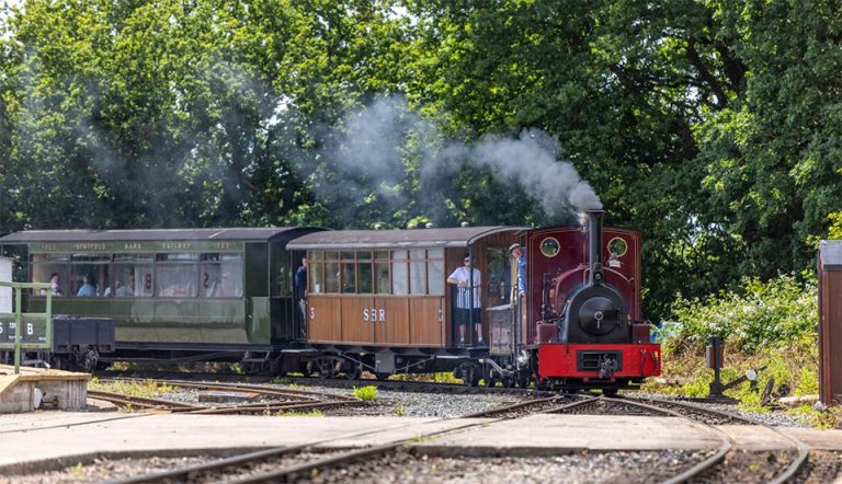 Train-at-Stafold-Country-Park-in-steam