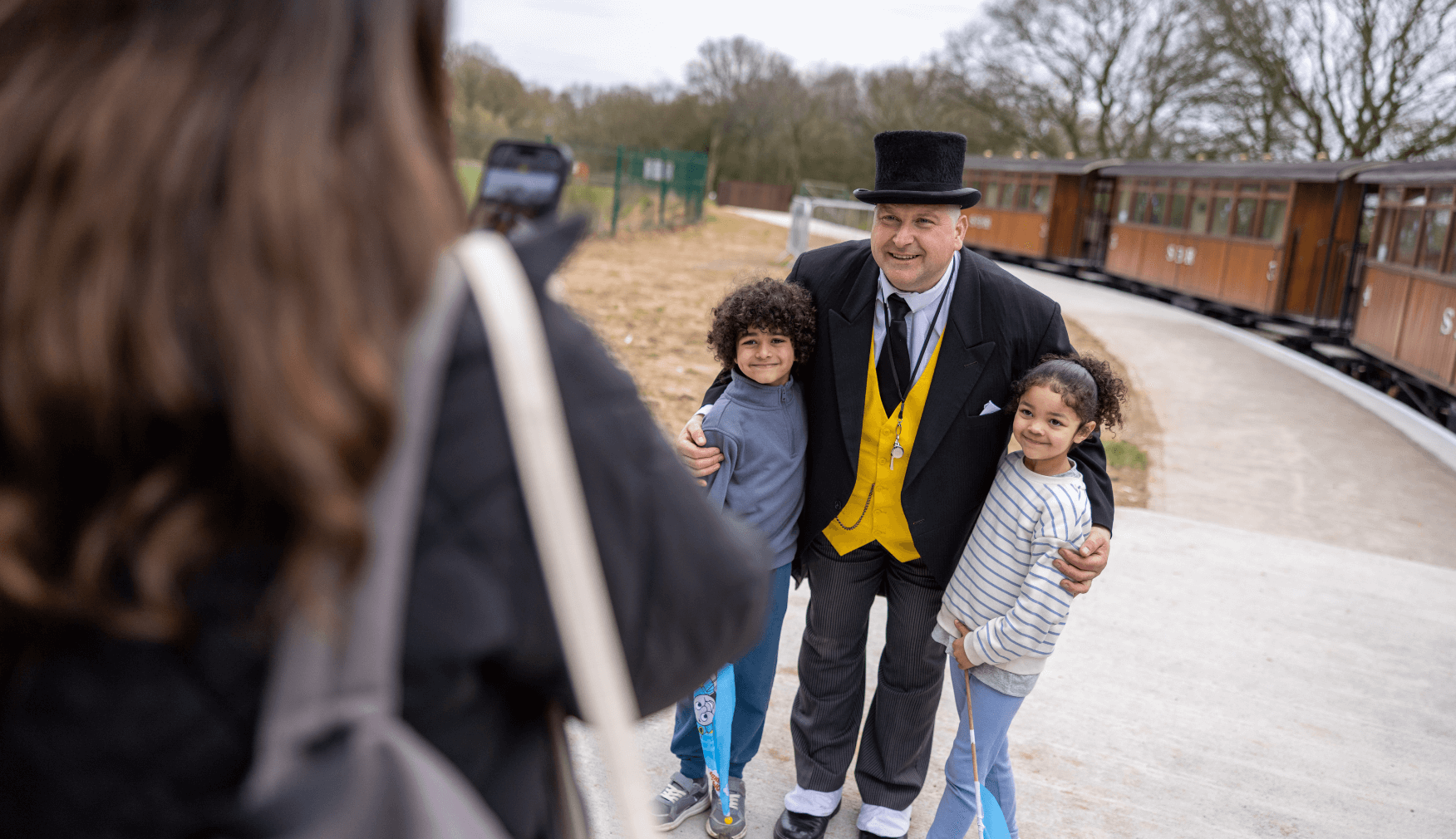 Children having photo with Sir Topham Hatt at Statfold