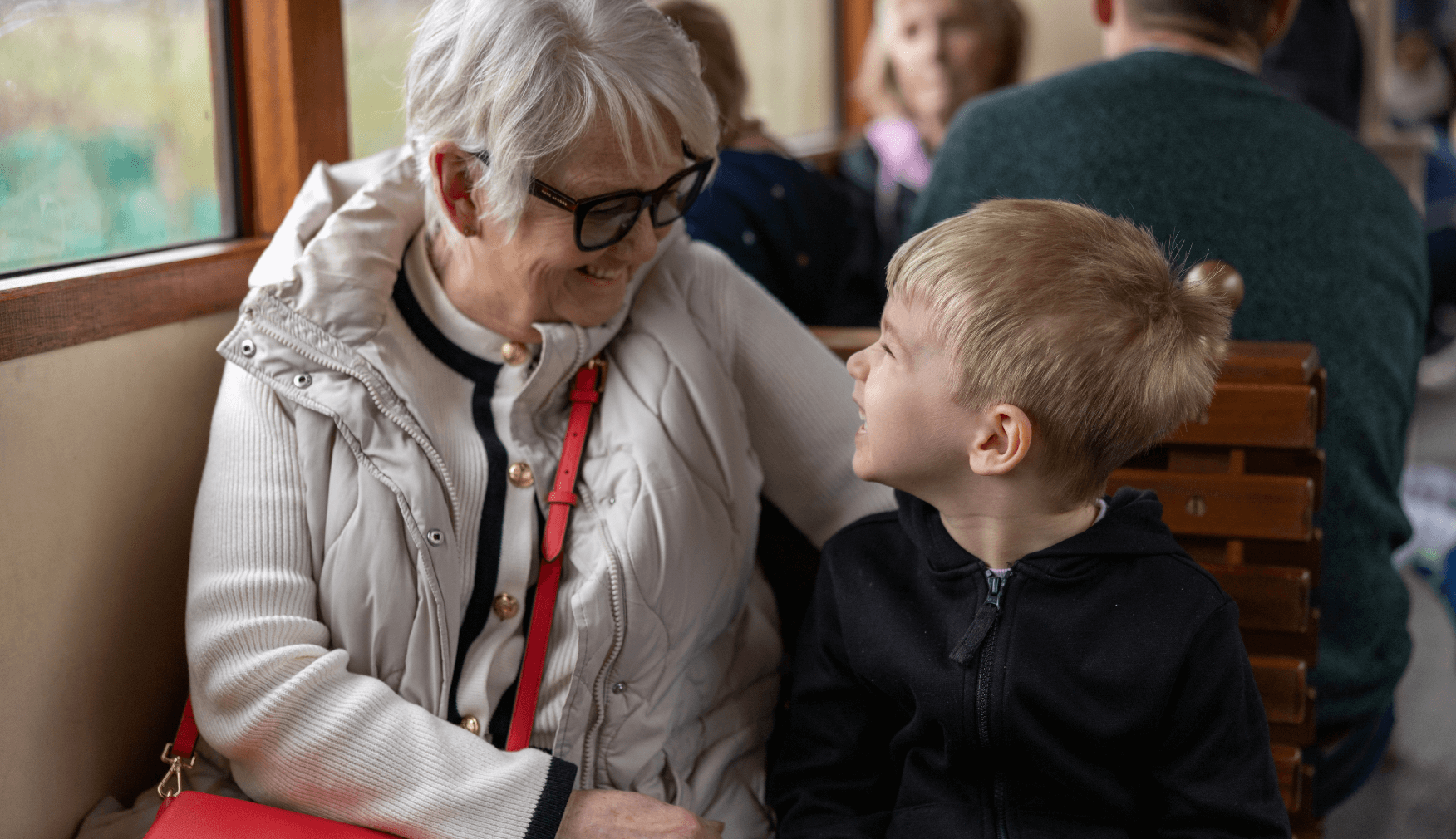 Grandma and Child on train ride at Statfold Country Park