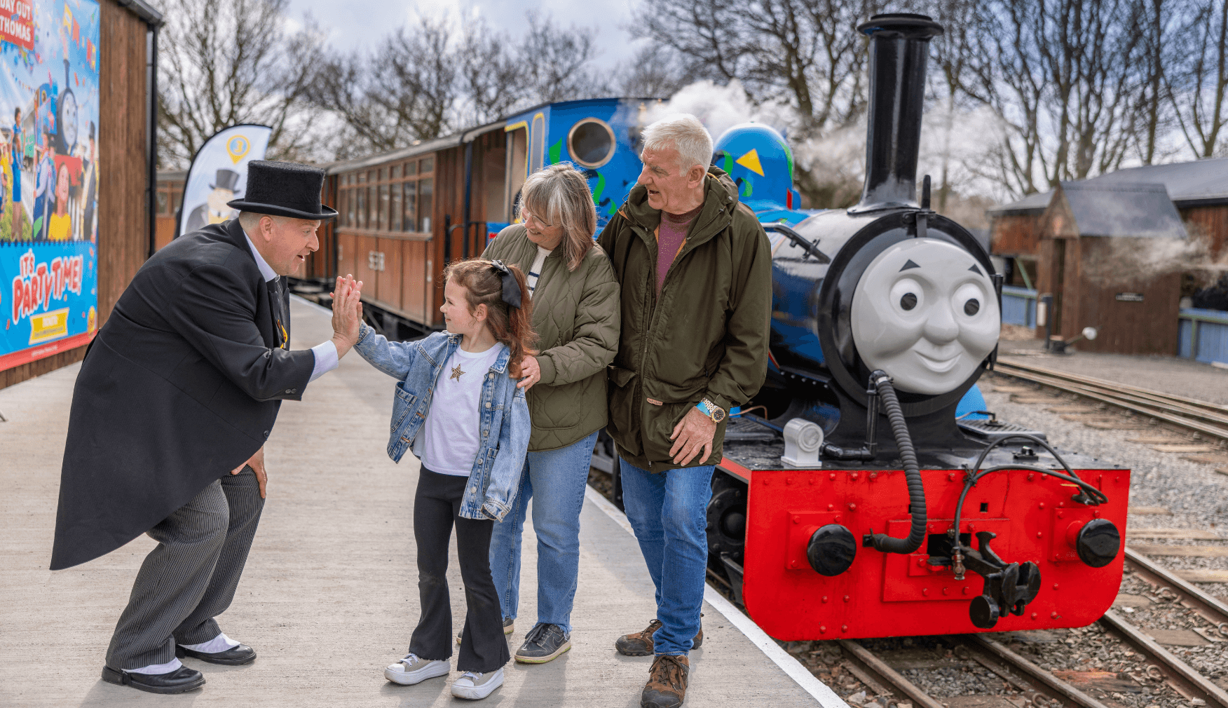 Sir Topham Hatt with Family on Platform at Statfold