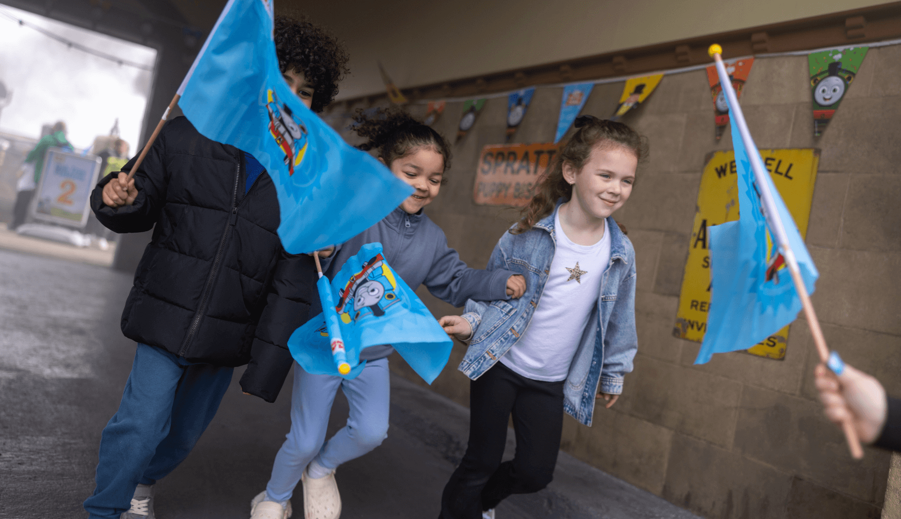Waving Thomas Flags at Day Out With Thomas