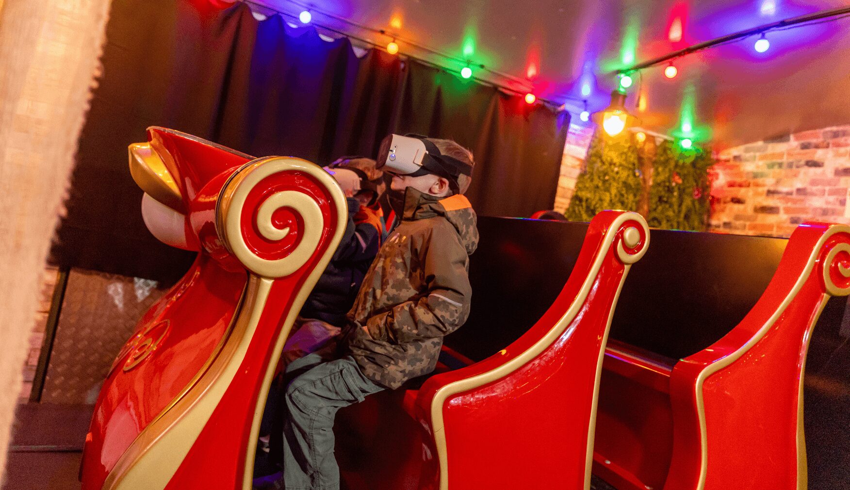 Children enjoying VR Sleigh Ride at Statfold Country Park