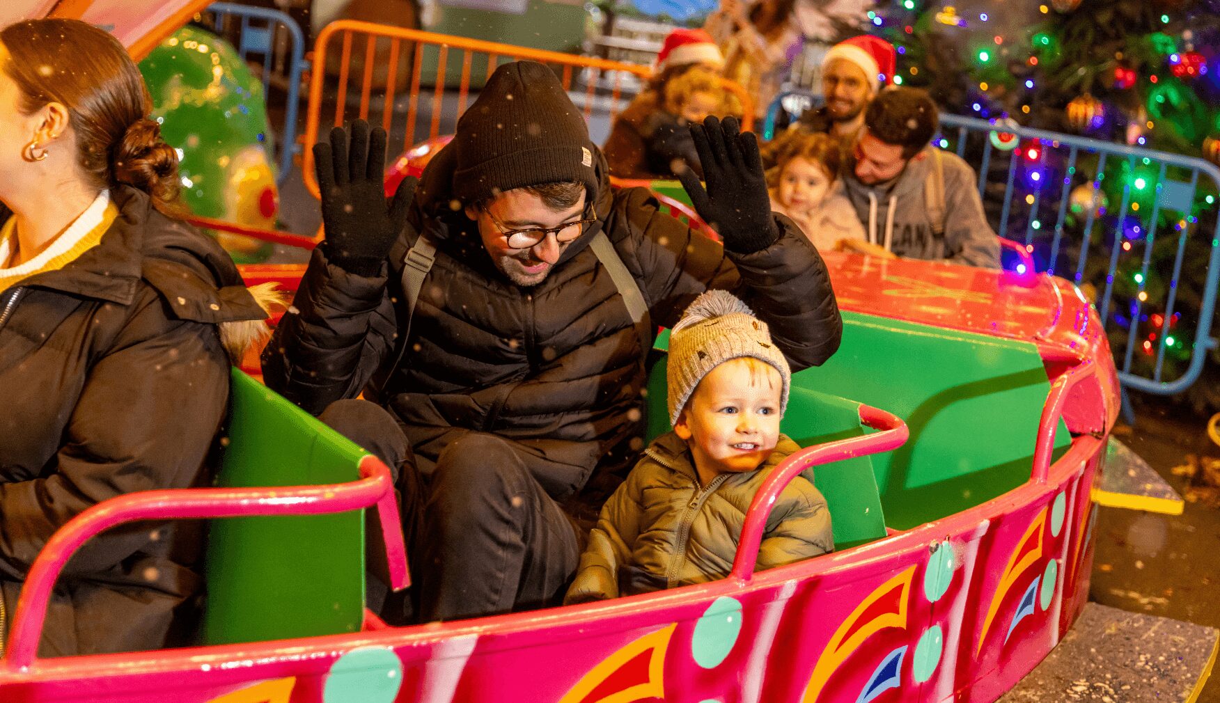 Dad and son enjoying a ride at Statfold